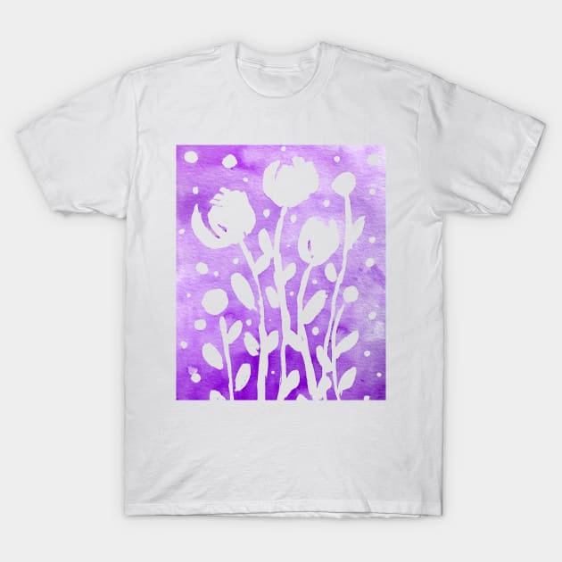 Whimsical watercolor flowers – purple T-Shirt by wackapacka